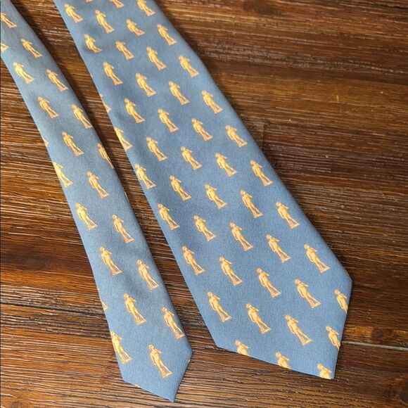 Blue and Gold Pineapple Patterned Silk Tie - Picture 1 of 4